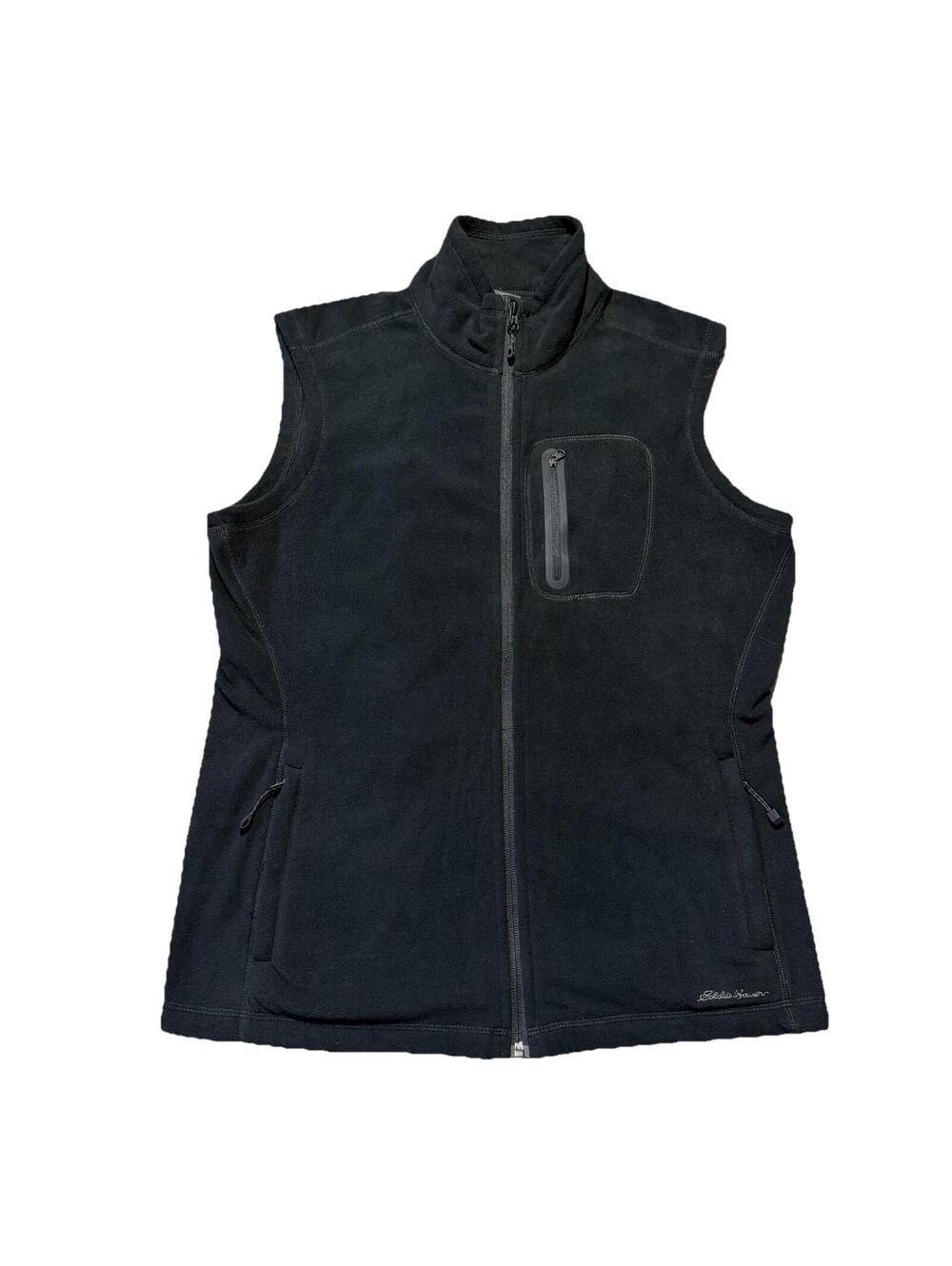 Eddie Bauer First Ascent Vest Womens Large Black Fleece Zip Pockets Outdoor